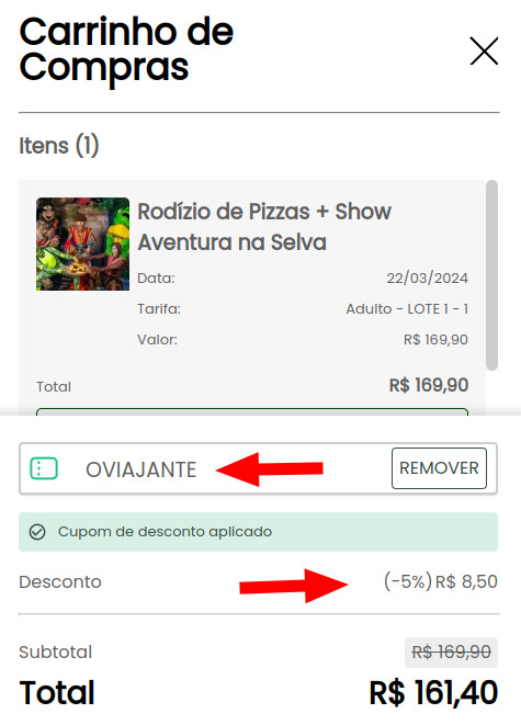 Kongo Pizzaria cupom de desconto OVIAJANTE
