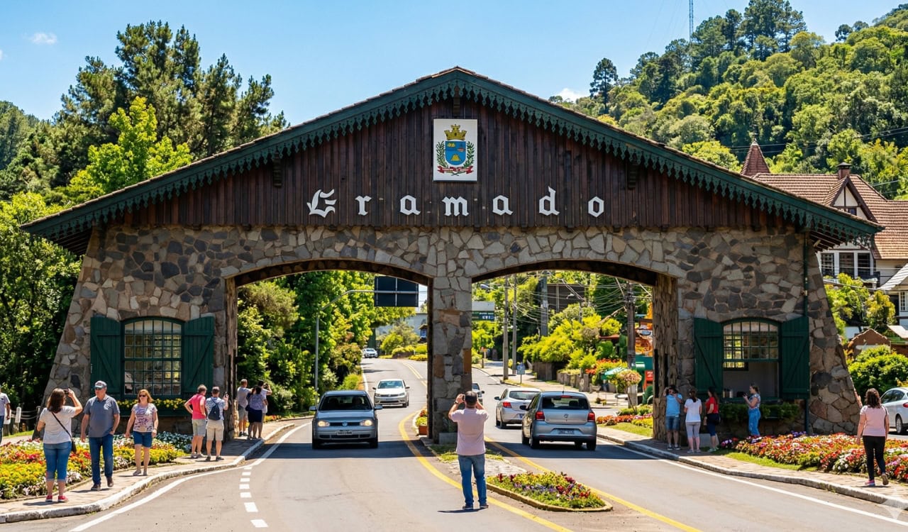 pontos turísticos Gramado - vista do Pórtico de entrada