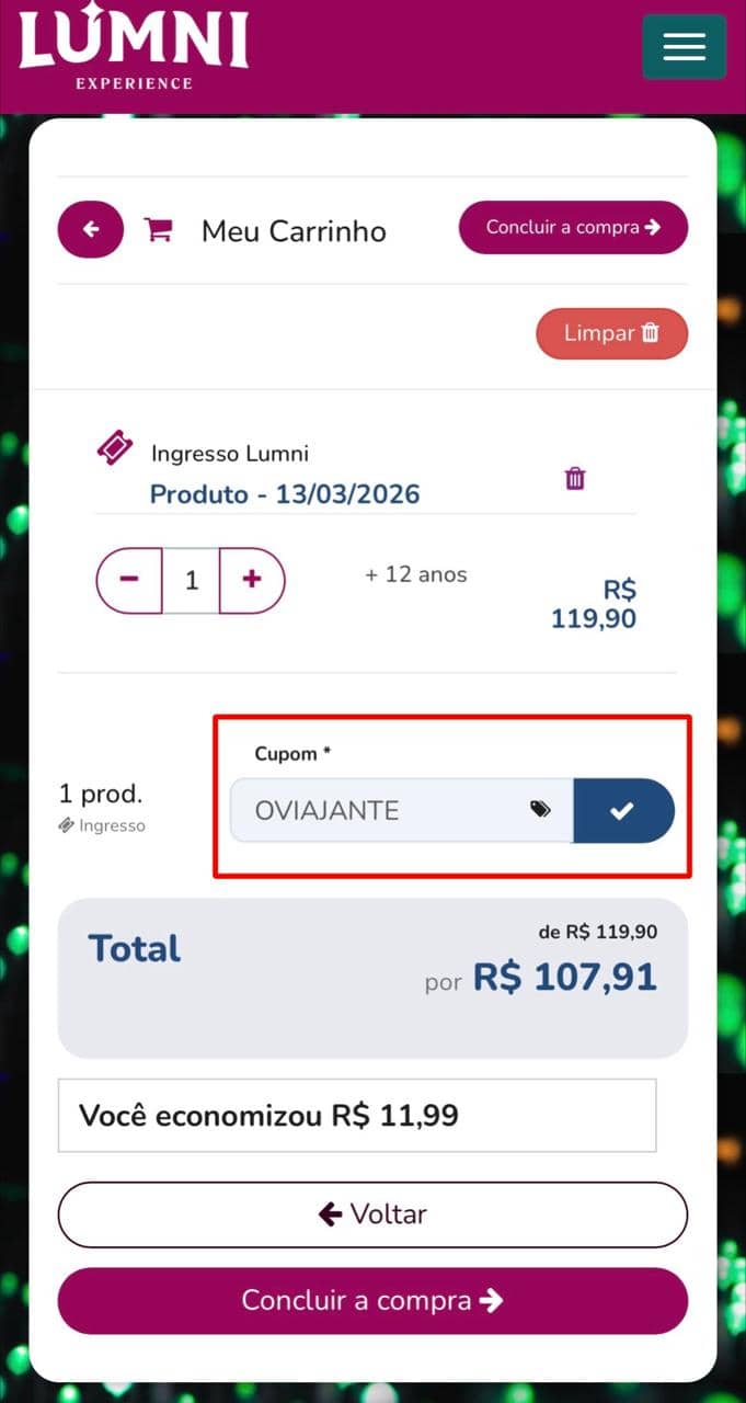 Lumni Gramado - Cupom OVIAJANTE com 30% de Desconto! 1 Cupom Lumni Experience