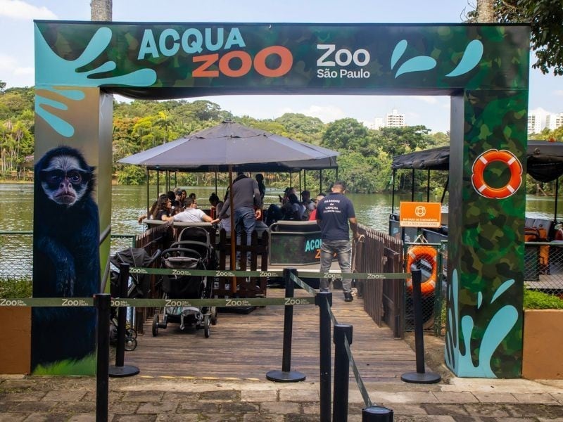 Portal de entrada temático do Acqua Zoo no Zoo São Paulo