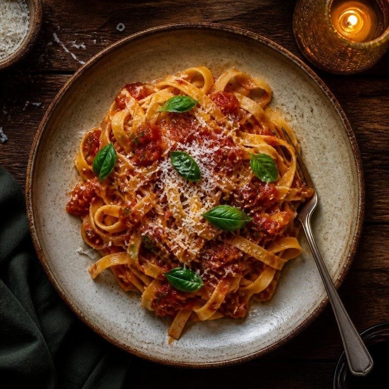Prato de talharim ao molho de tomate e parmesão da sequência italiana da Famiglia Pierre, em Gramado