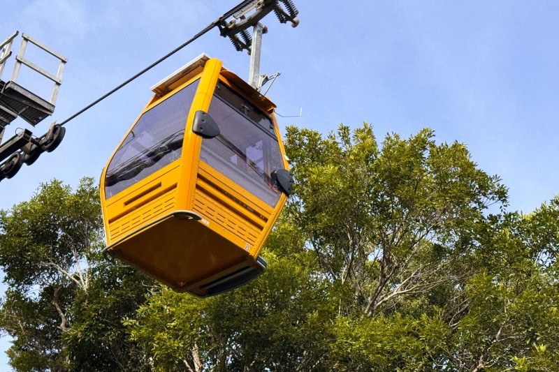 Bondinho do Parque Unipraias passando sobre a vegetação em Balneário Camboriú