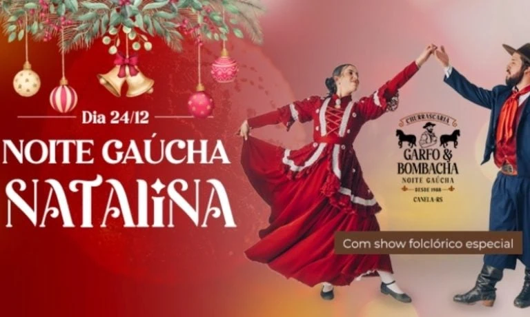 Show folclórico durante o jantar na churrascaria Garfo e Bombacha, em Canela